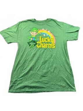 Vintage Lucky Charms Lucky the Leprechaun Graphic T-Shirt Green 2XL St. Patrick